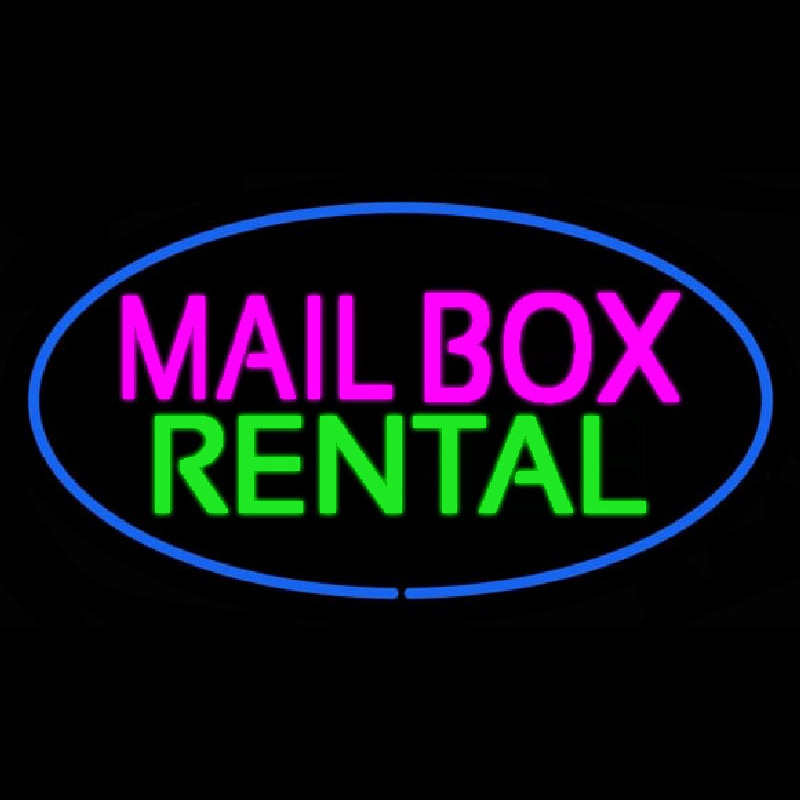 Mailbo  Rental Blue Oval Neonskylt