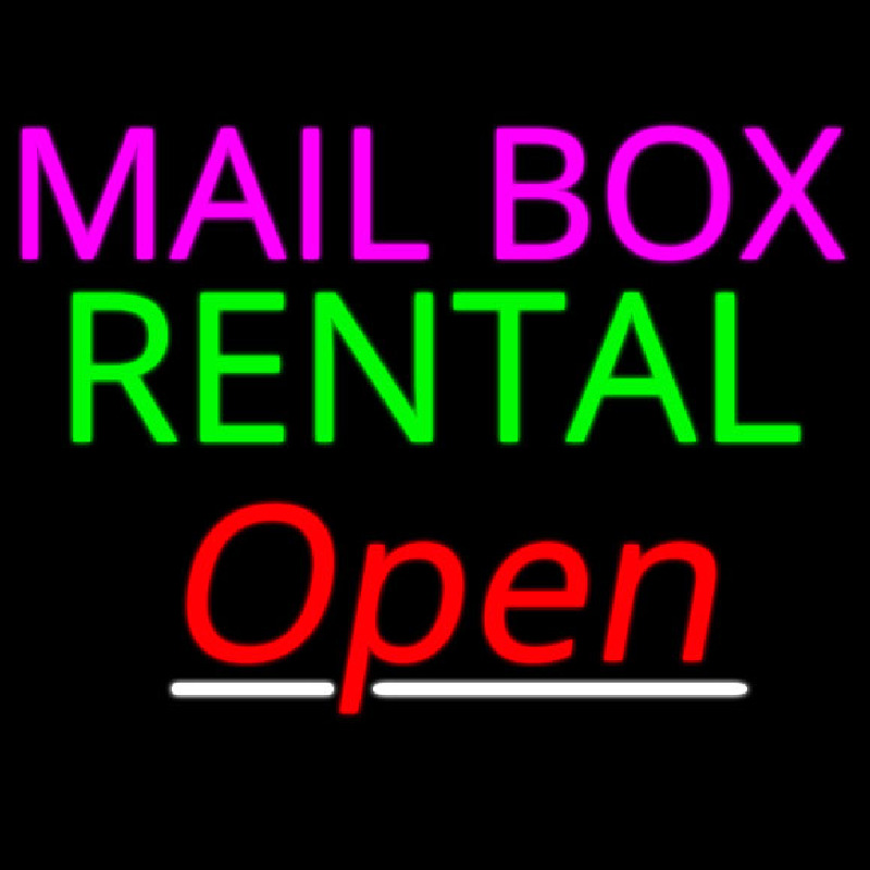 Mailbo  Rental Open Neonskylt