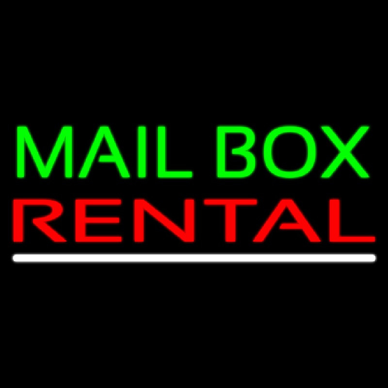 Mailbo  Rental White Line Neonskylt