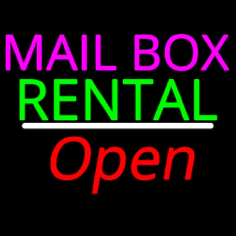 Mailbo  Rental White Line Open Neonskylt