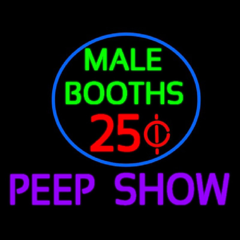 Male Booths Peep Show Neonskylt