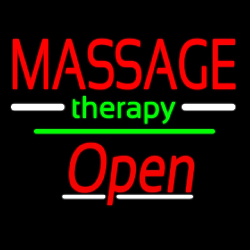 Massage Therapy Open Yellow Line Neonskylt