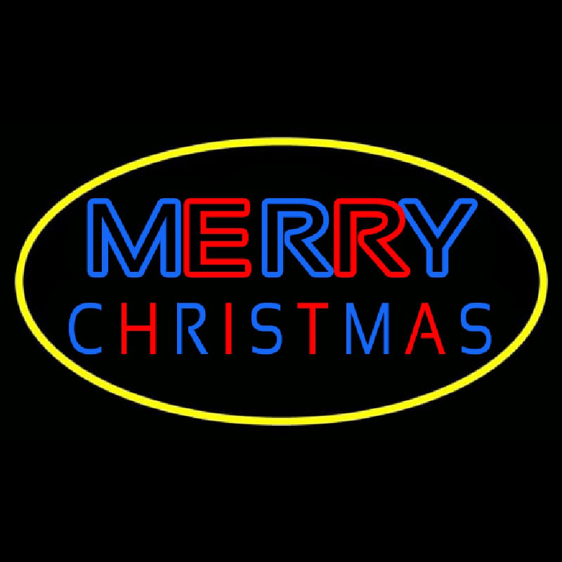 Merry Christmas Yellow Border Neonskylt