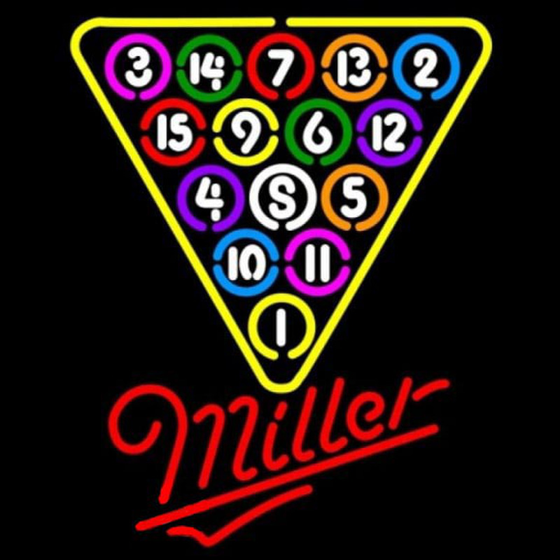 Miller 15 Ball Billiards Pool Beer Sign Neonskylt