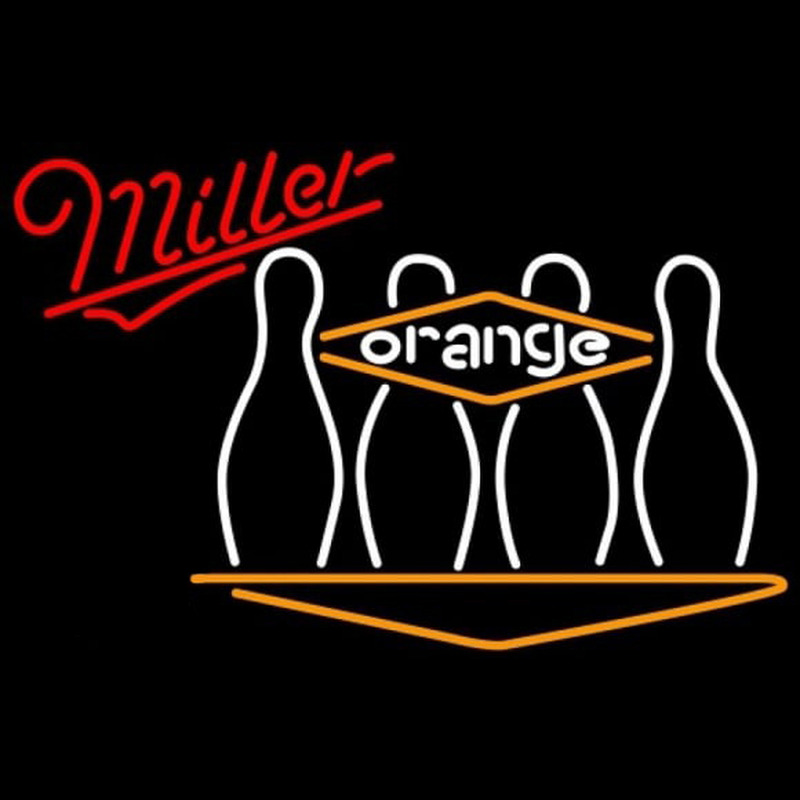 Miller Bowling Orange Beer Sign Neonskylt