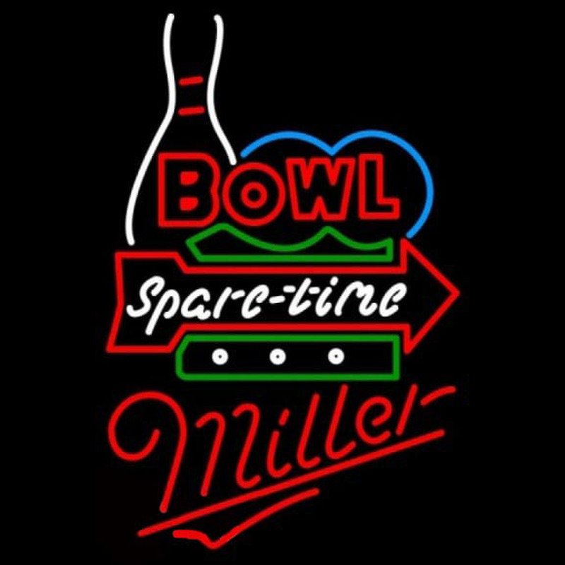 Miller Bowling Spare Time Beer Sign Neonskylt