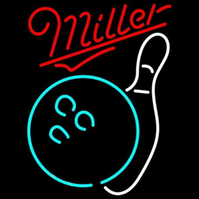 Miller Bowling White Beer Sign Neonskylt