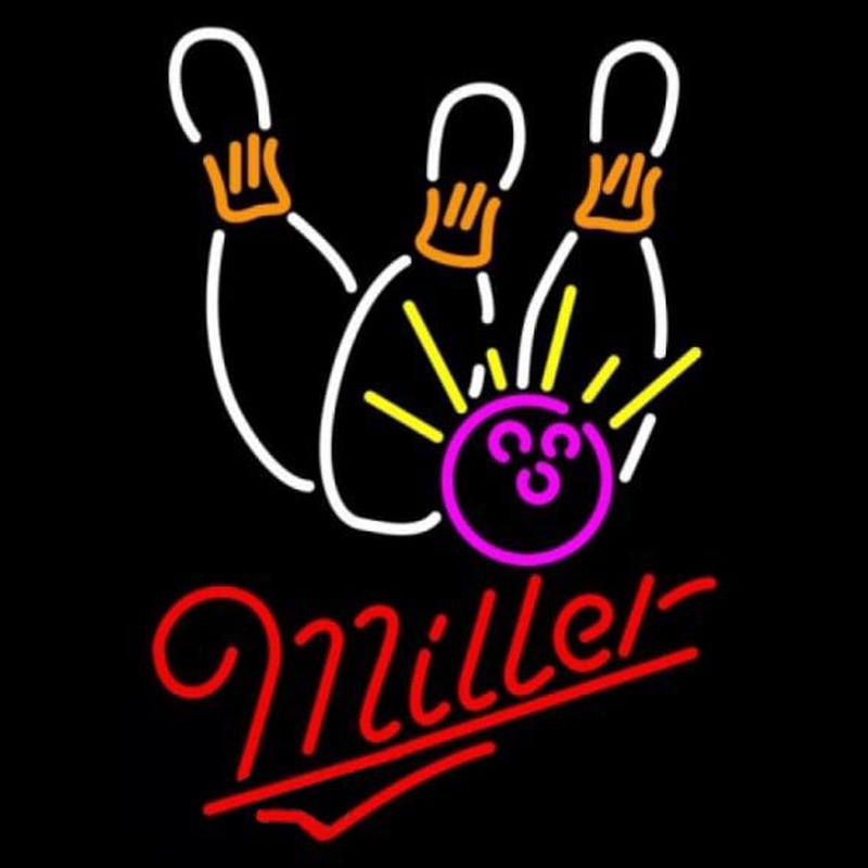 Miller Bowling White Pink Beer Sign Neonskylt