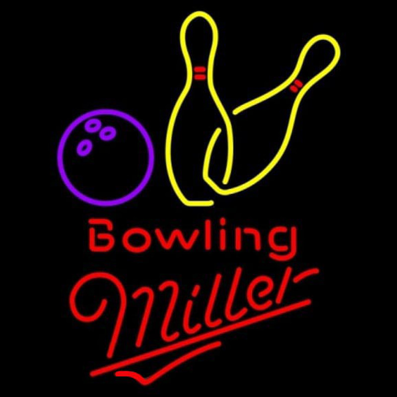 Miller Bowling Yellow Beer Sign Neonskylt