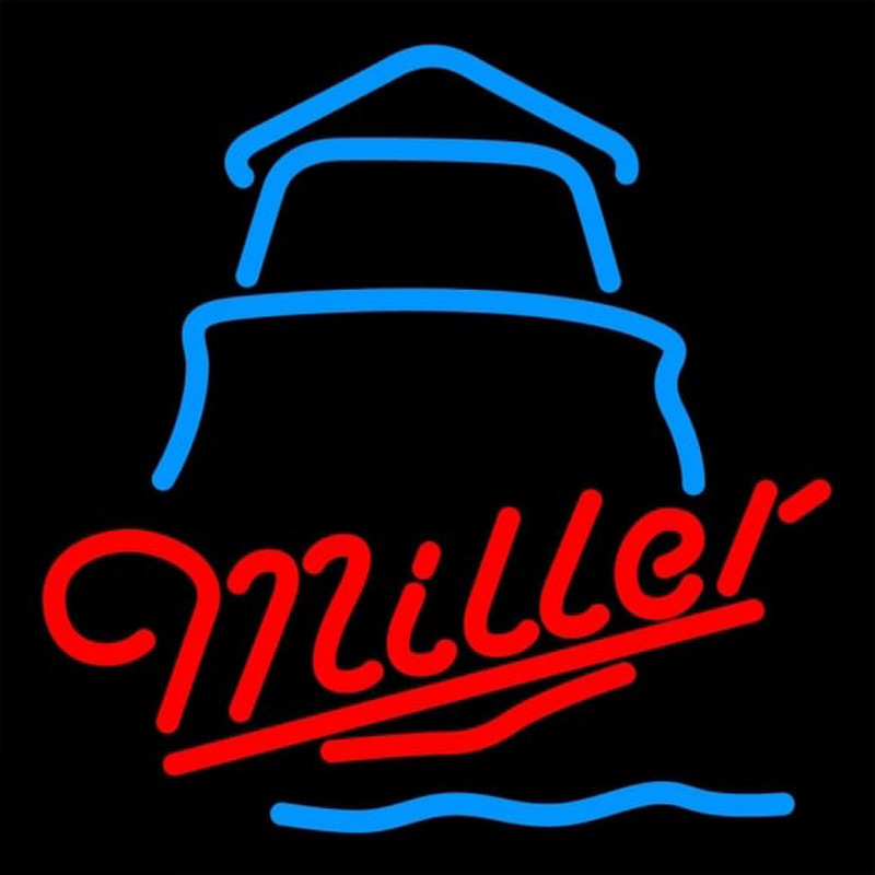 Miller Day Lighthouse Beer Sign Neonskylt