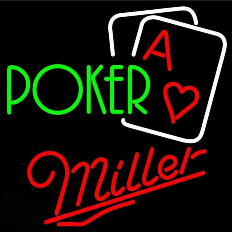 Miller Green Poker Beer Sign Neonskylt