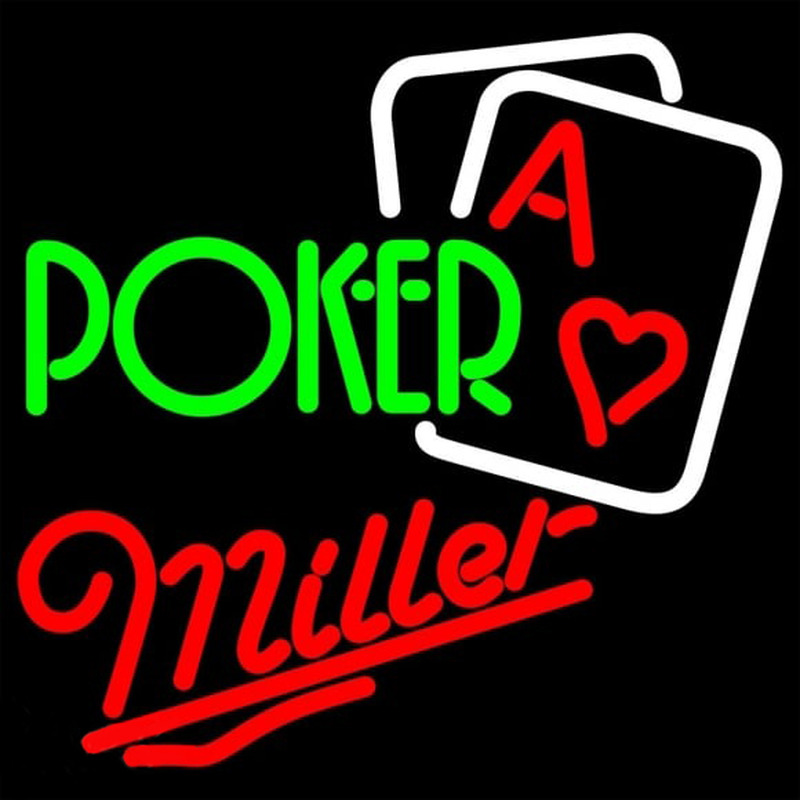 Miller Green Poker Beer Sign Neonskylt