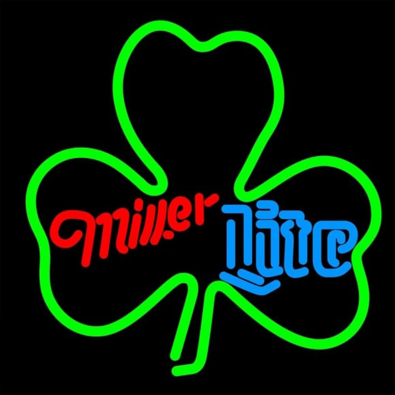 Miller Lite Green Clover Beer Sign Neonskylt