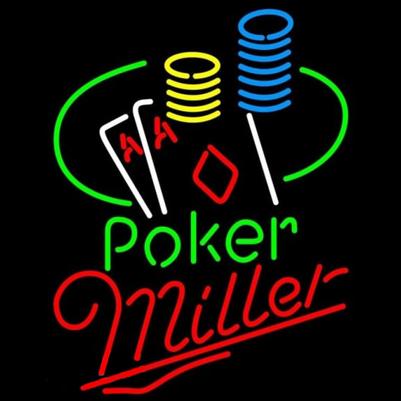 Miller Poker Ace Coin Table Beer Sign Neonskylt