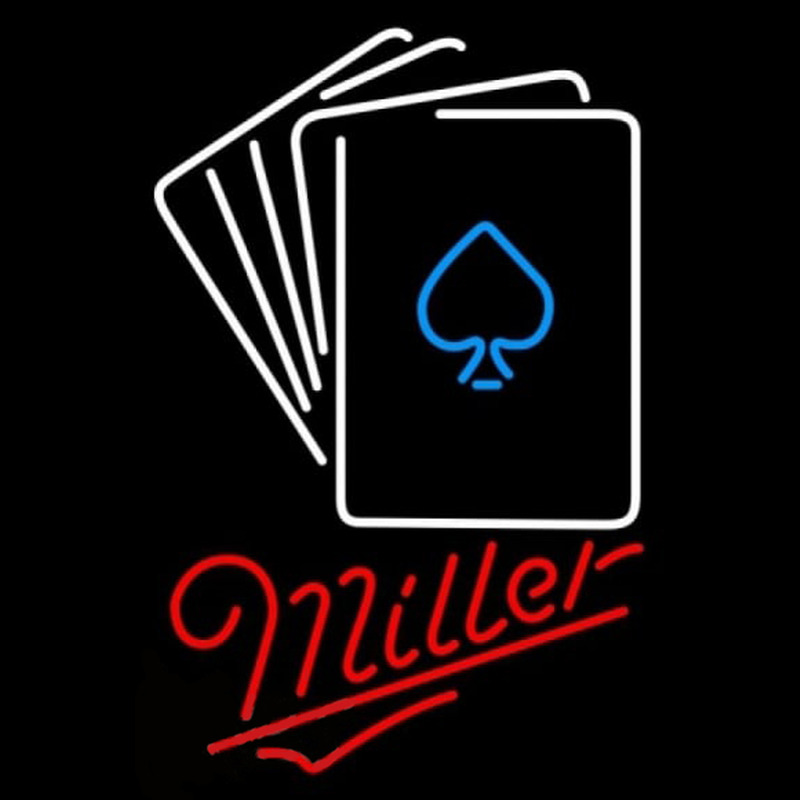 Miller Poker Cards Beer Sign Neonskylt