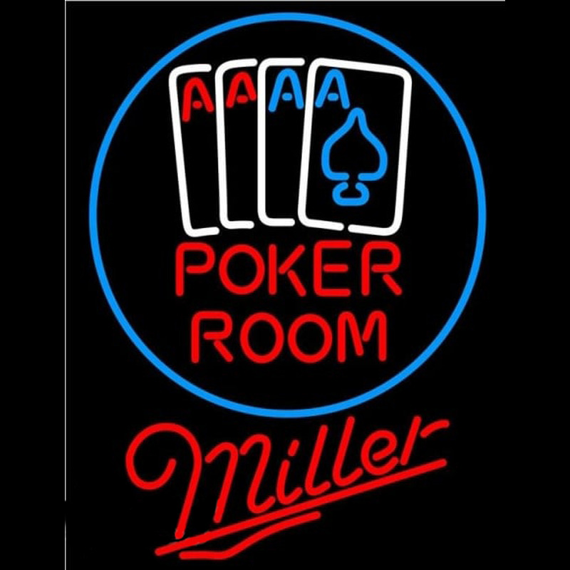 Miller Poker Room Beer Sign Neonskylt