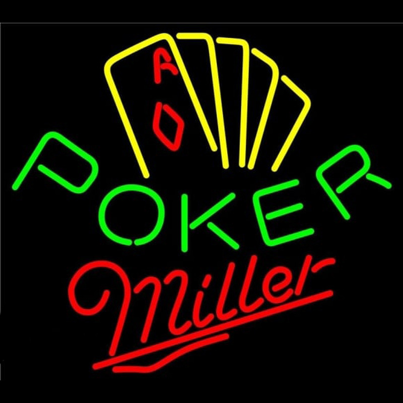 Miller Poker Yellow Beer Sign Neonskylt