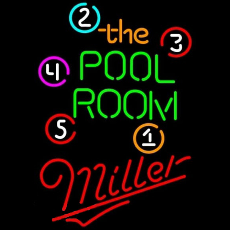 Miller Pool Room Billiards Beer Sign Neonskylt