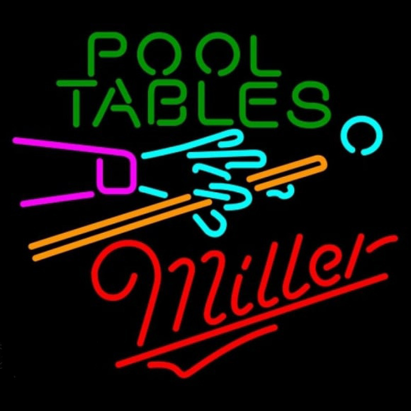 Miller Pool Tables Billiards Beer Sign Neonskylt