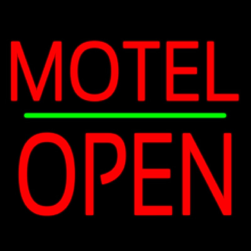 Motel Block Open Green Line Neonskylt