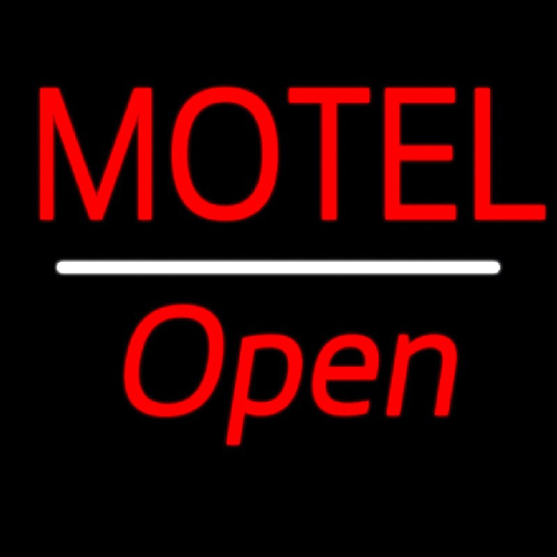 Motel Open White Line Neonskylt