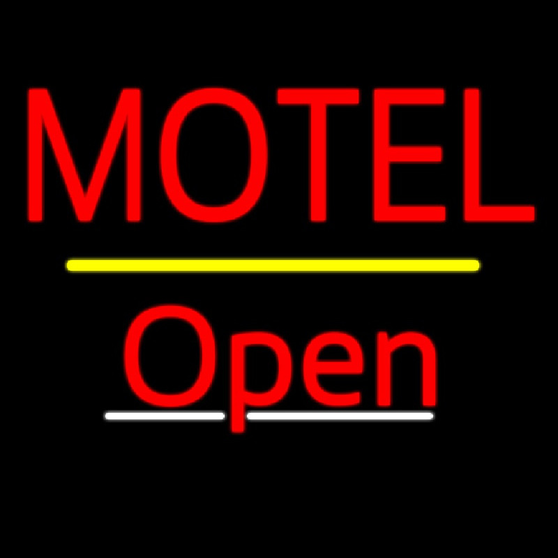 Motel Open Yellow Line Neonskylt