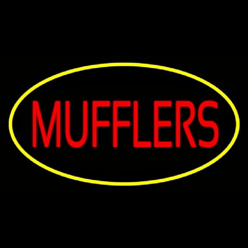 Mufflers Yellow Oval Neonskylt