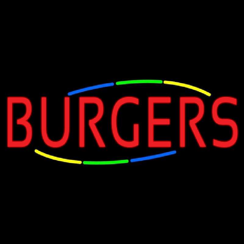 Multi Colored Burgers Neonskylt