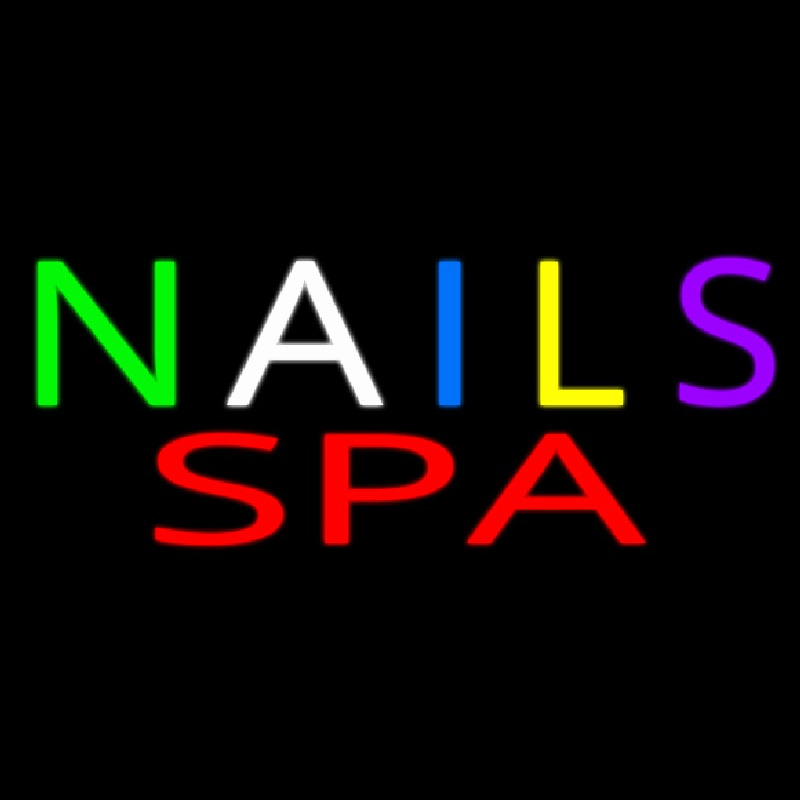 Multi Colored Nails Spa Neonskylt