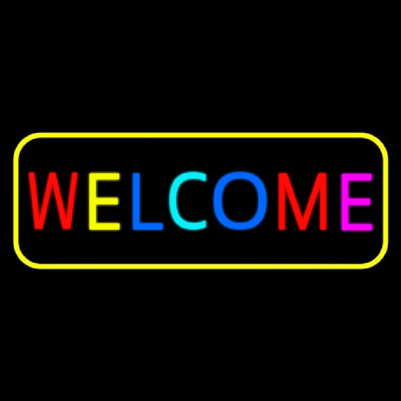 Multi Colored Welcome Bar With Yellow Border Neonskylt