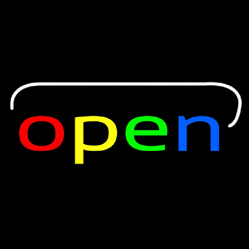 Multicolor Open With White Border Neonskylt