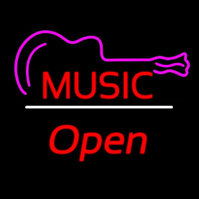 Music Logo Open White Line Neonskylt