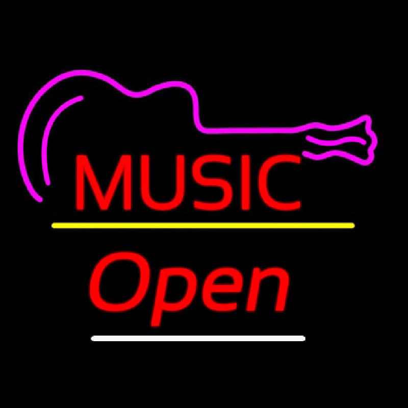 Music Logo Open Yellow Line Neonskylt