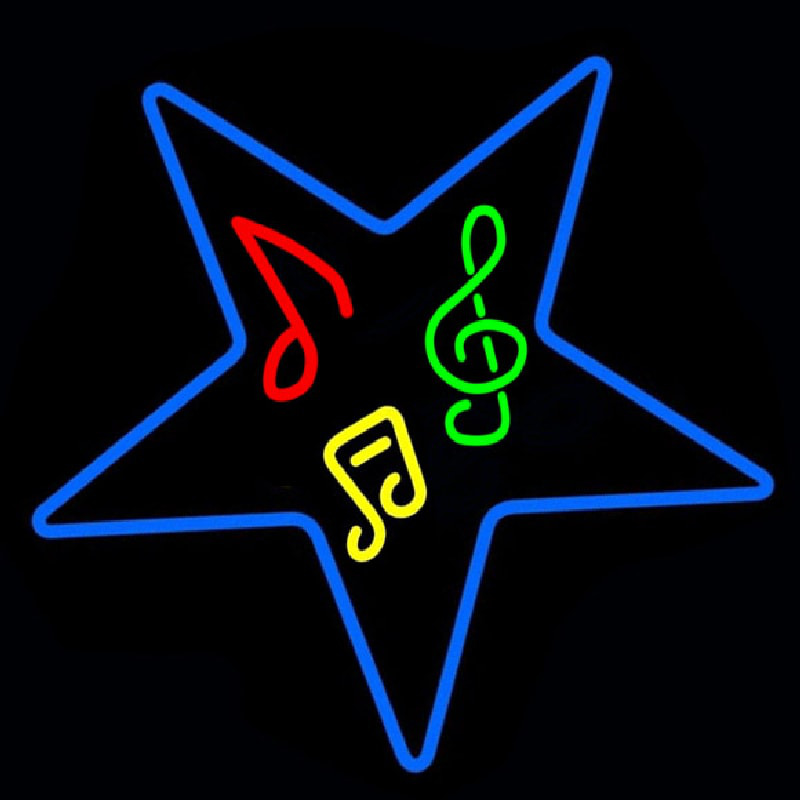 Musical Notes In Star Neonskylt