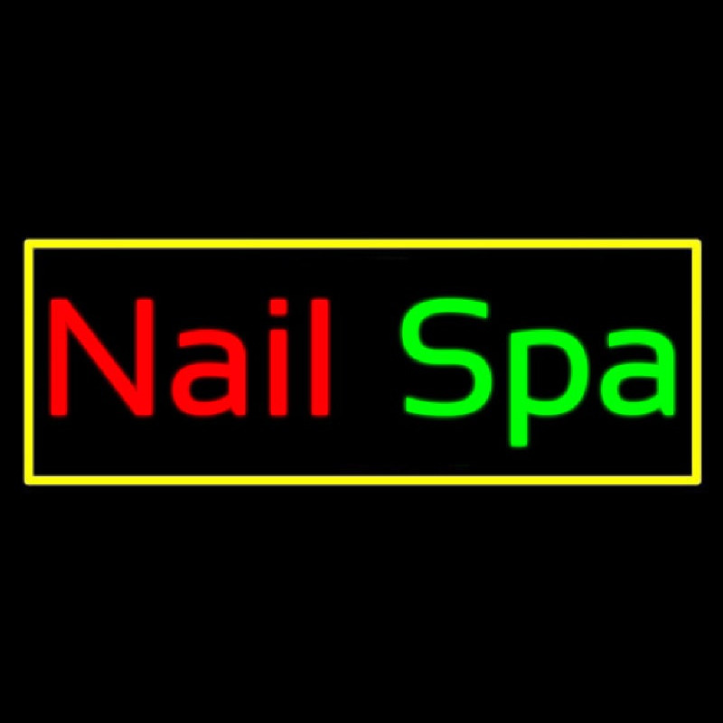 Nail Spa With Yellow Border Neonskylt