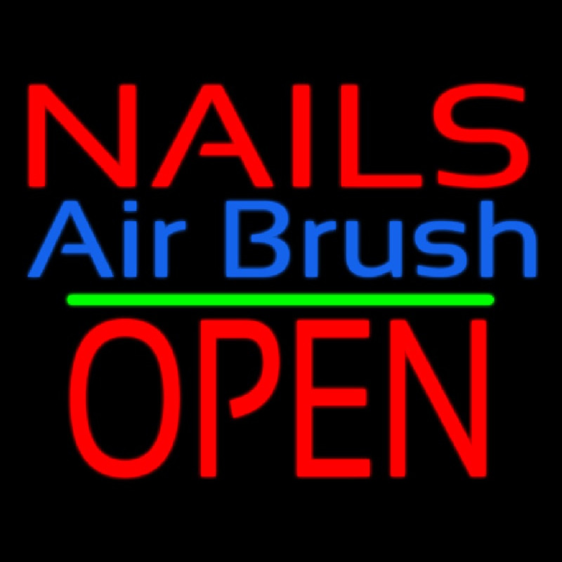 Nails Airbrush Block Open Green Line Neonskylt