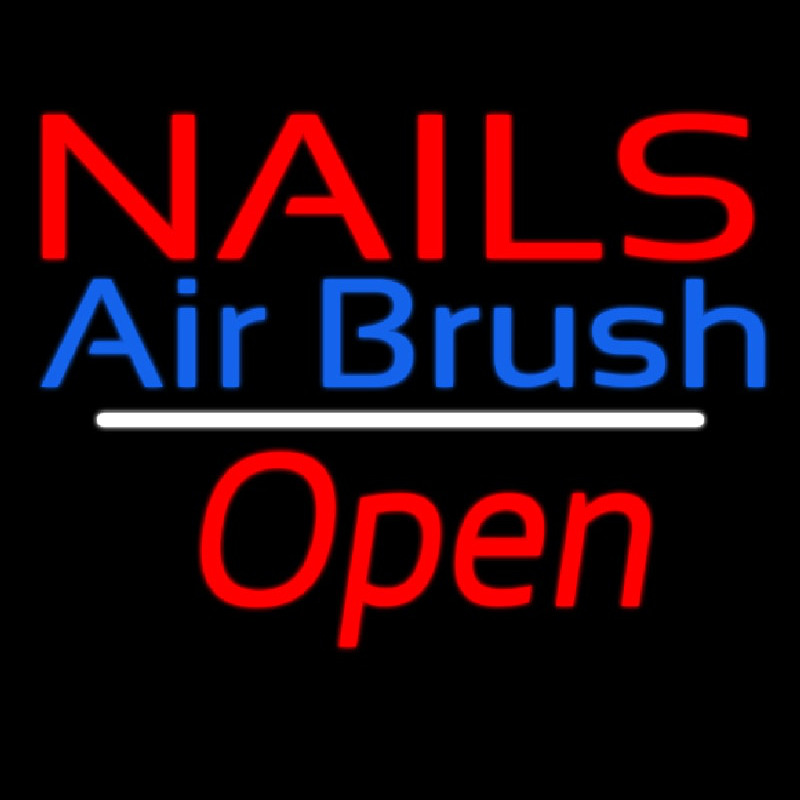 Nails Airbrush Open White Line Neonskylt