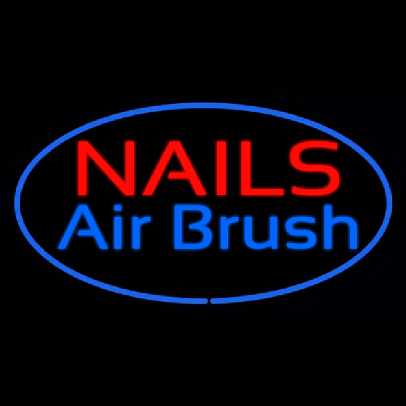 Nails Airbrush Oval Blue Neonskylt