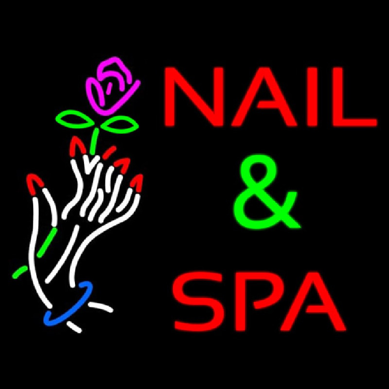 Nails And Spa With Nails And Flower Neonskylt