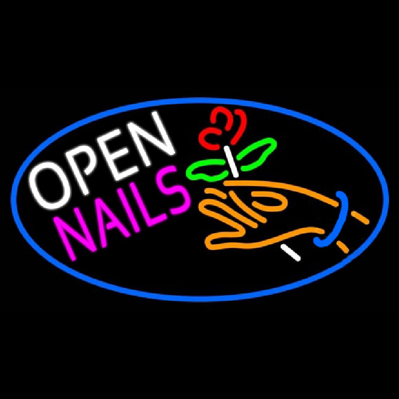 Nails Open Logo Neonskylt