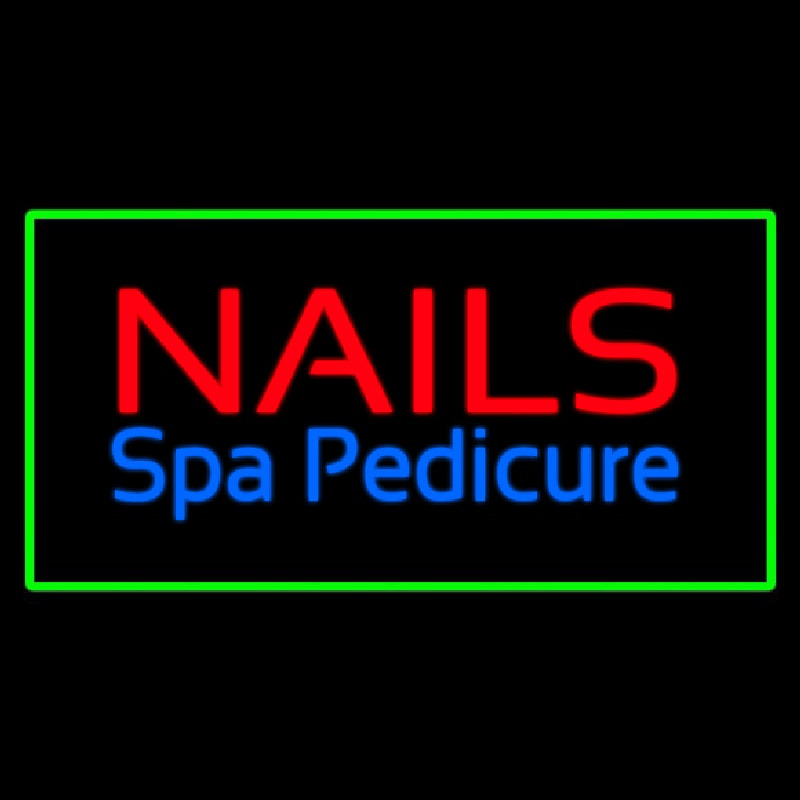 Nails Spa Pedicure Green Border Neonskylt