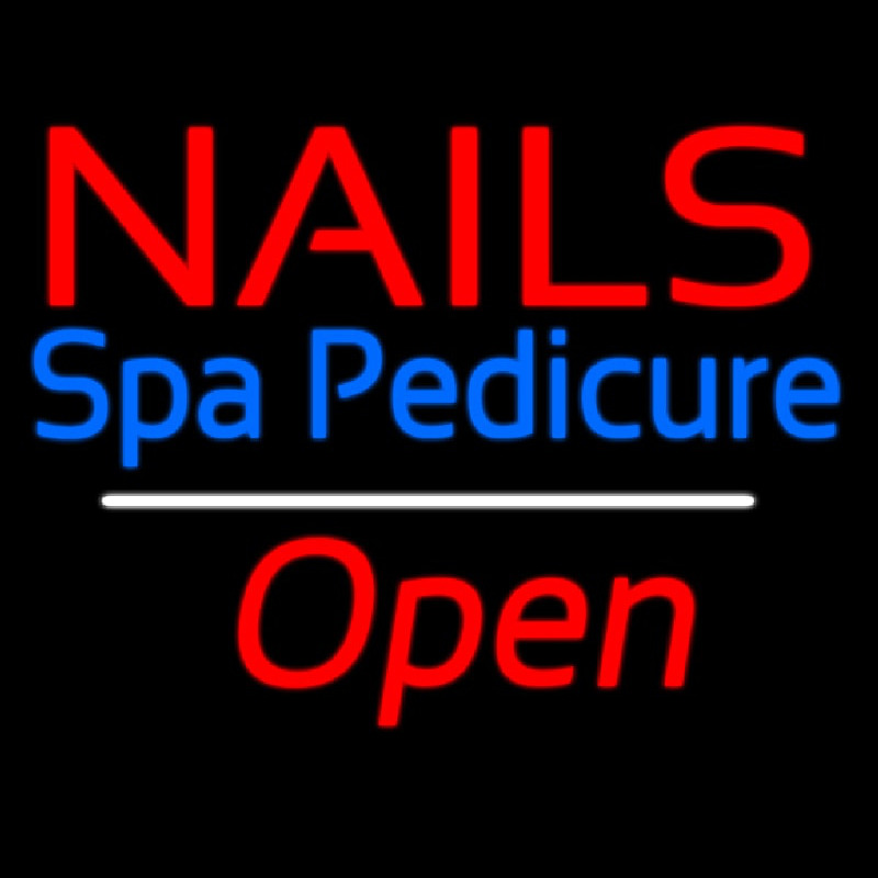 Nails Spa Pedicure Open White Line Neonskylt