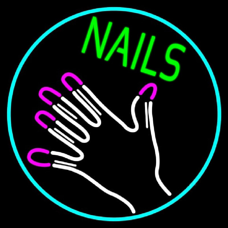 Nails With Hand Logo Neonskylt