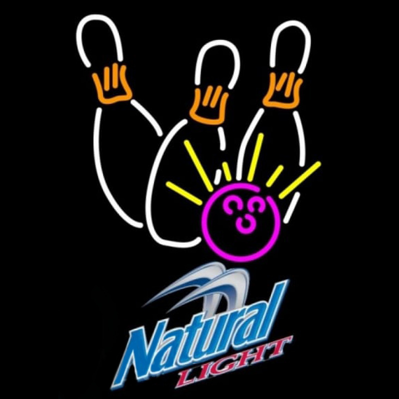 Natural Light Bowling White Pink Beer Sign Neonskylt