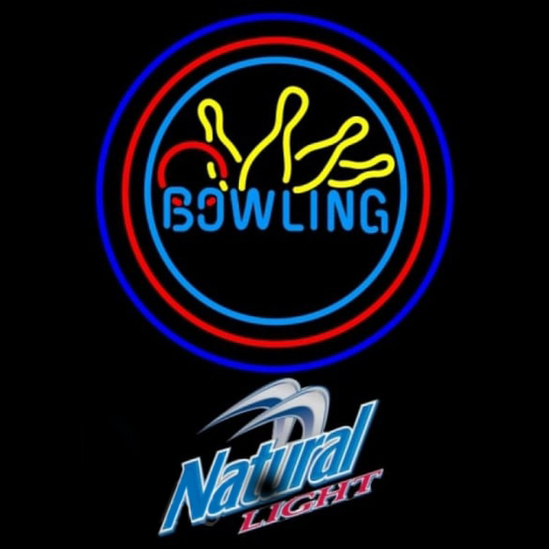 Natural Light Bowling Yellow Blue Beer Sign Neonskylt