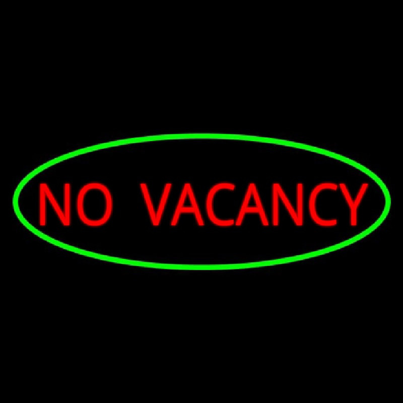 No Vacancy Oval Green Border Neonskylt