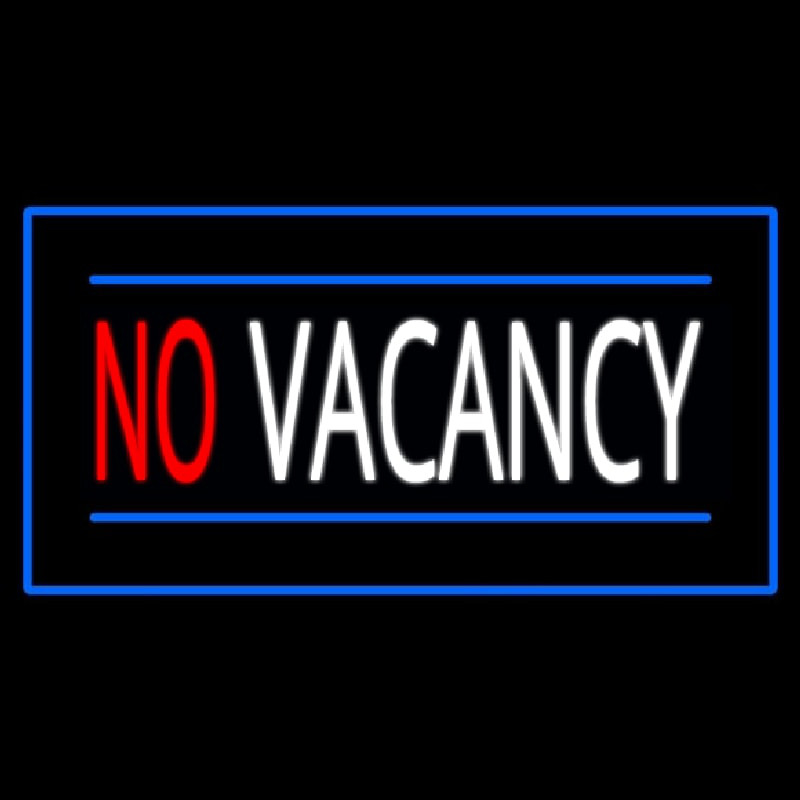 No Vacancy Rectangle Blue Neonskylt