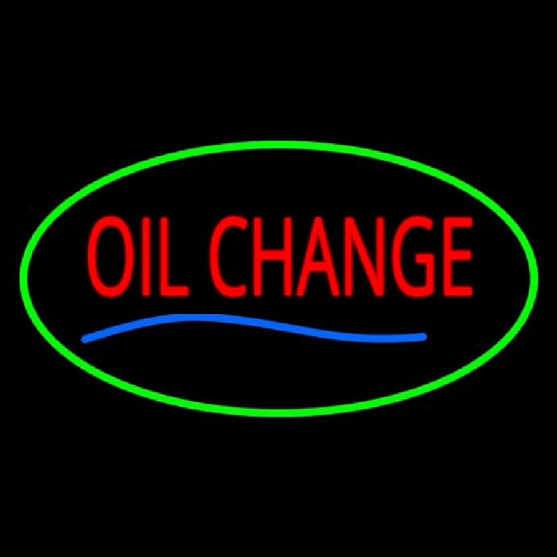 Oil Change Green Oval Neonskylt