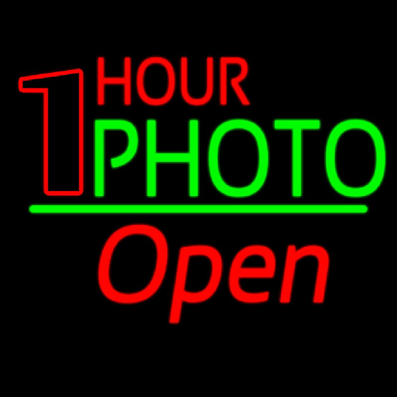 One Hour Photo Open 2 Neonskylt