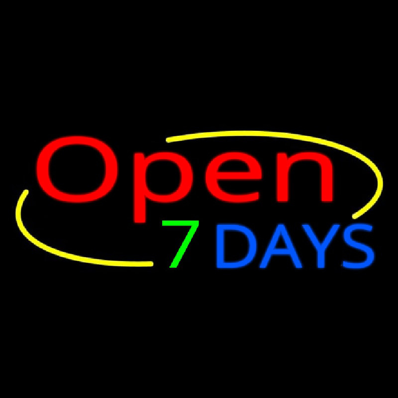 Open 7 Days Neonskylt